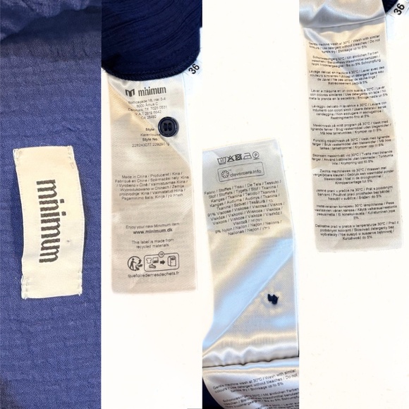 Minimum Karen-Louise Short Sleeve Blouse Medieval Blue Size S - Picture 6 of 6